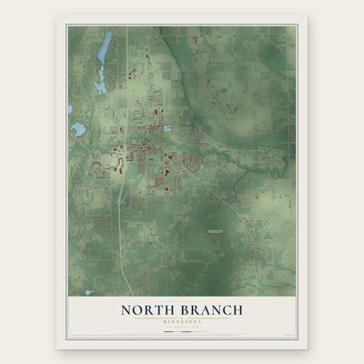 North Branch, Minnesota map print, the full design