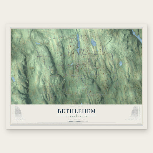 Bethlehem, Connecticut map print, the full design