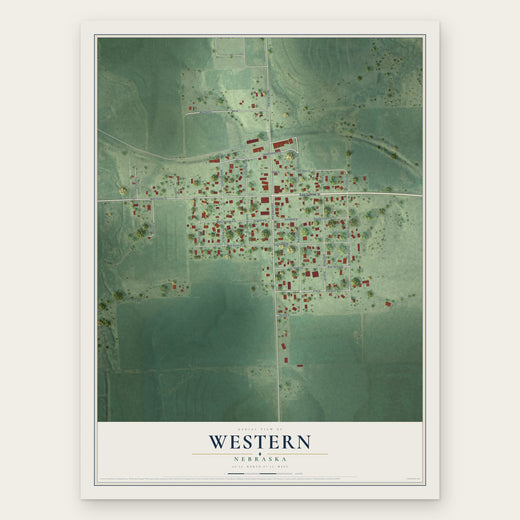Western, Nebraska map print, the full design