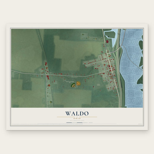 Waldo, Ohio map print, the full design