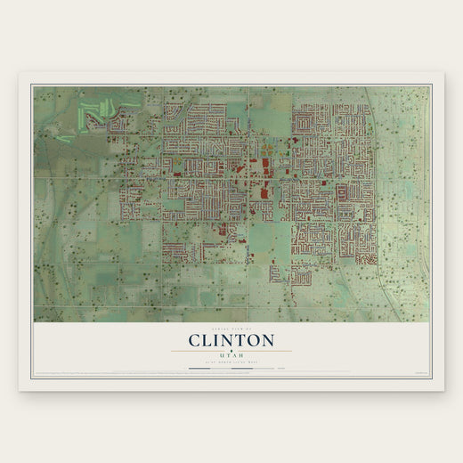 Clinton, Utah map print, the full design