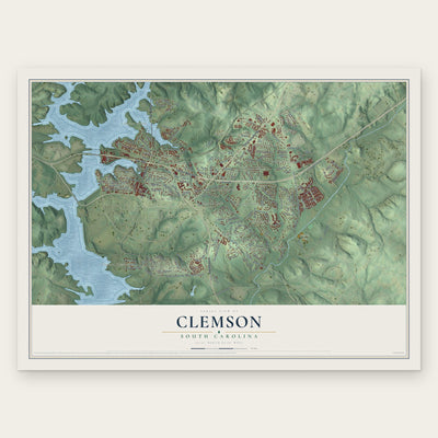Clemson, South Carolina map print, the full design