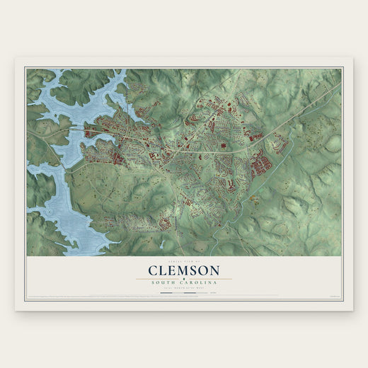Clemson, South Carolina map print, the full design