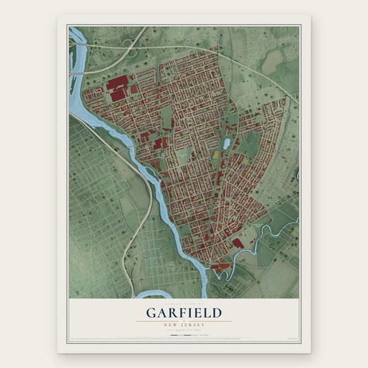 Garfield, New Jersey map print, the full design