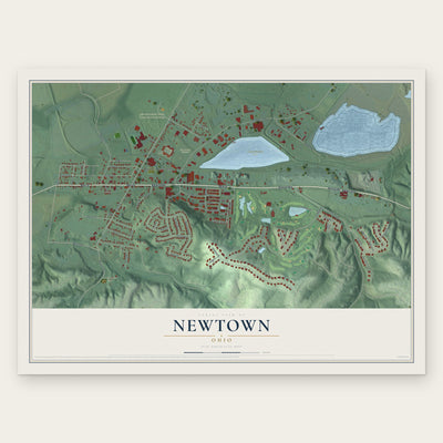 Newtown, Ohio map print, the full design