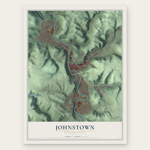 Johnstown, Pennsylvania map print, the full design