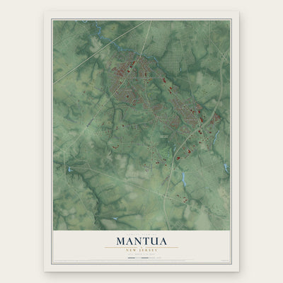 Mantua, New Jersey map print, the full design