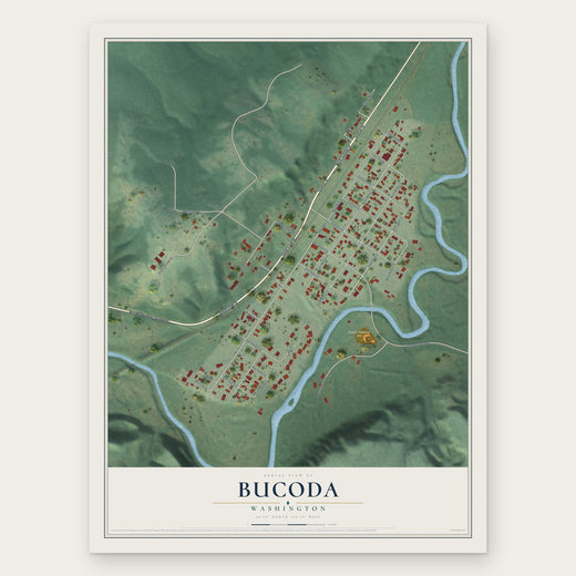 Bucoda, Washington map print, the full design
