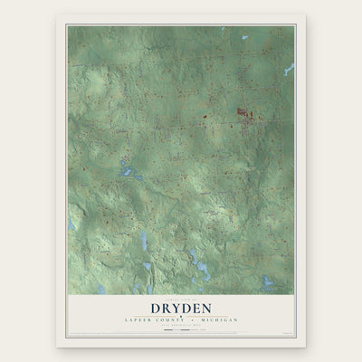 Dryden, Lapeer County, Michigan map print, the full design