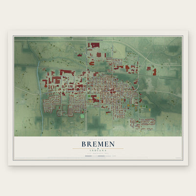 Bremen, Indiana map print, the full design