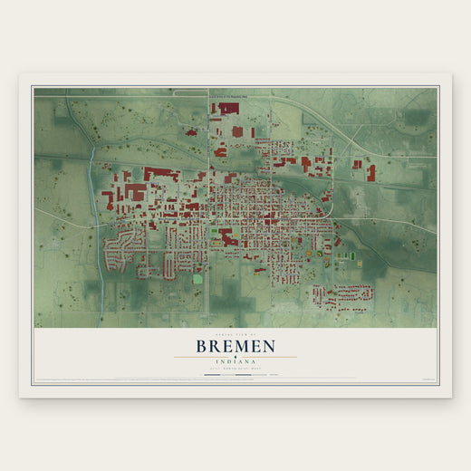 Bremen, Indiana map print, the full design