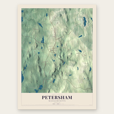 Petersham, Massachusetts map print, the full design