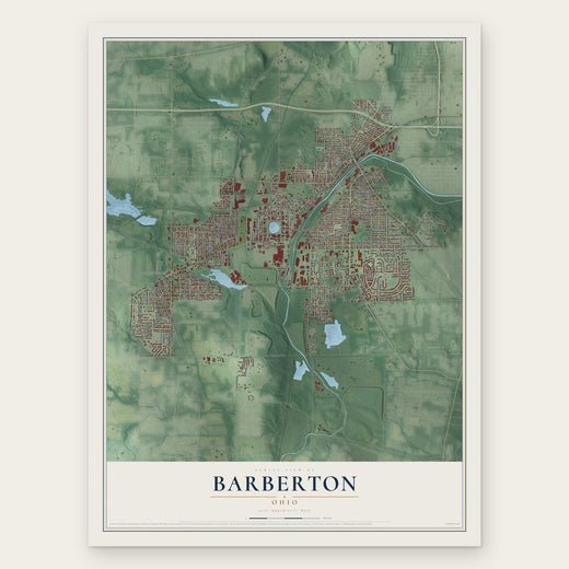 Barberton, Ohio map print, the full design