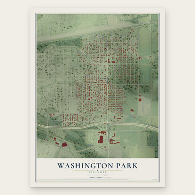 Washington Park, Illinois map print, the full design