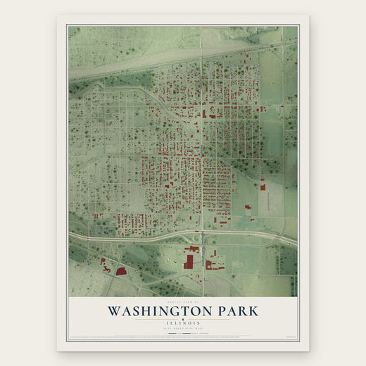 Washington Park, Illinois map print, the full design