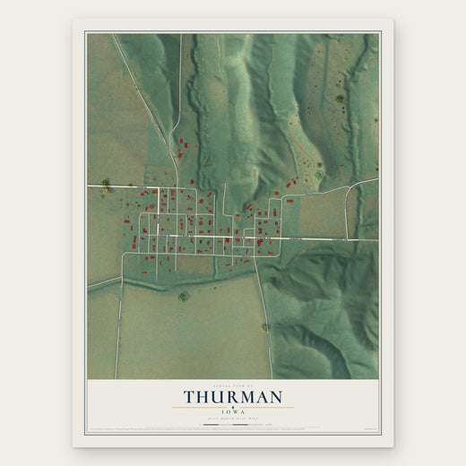 Thurman, Iowa map print, the full design