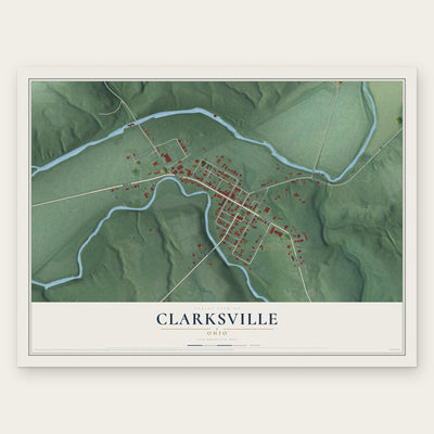 Clarksville, Ohio map print, the full design