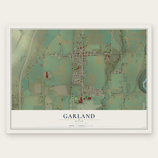 Garland, Utah map print, the full design