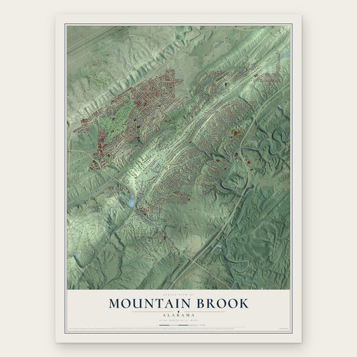 Mountain Brook, Alabama map print, the full design