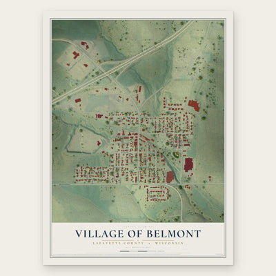 Belmont, Wisconsin map print, the full design