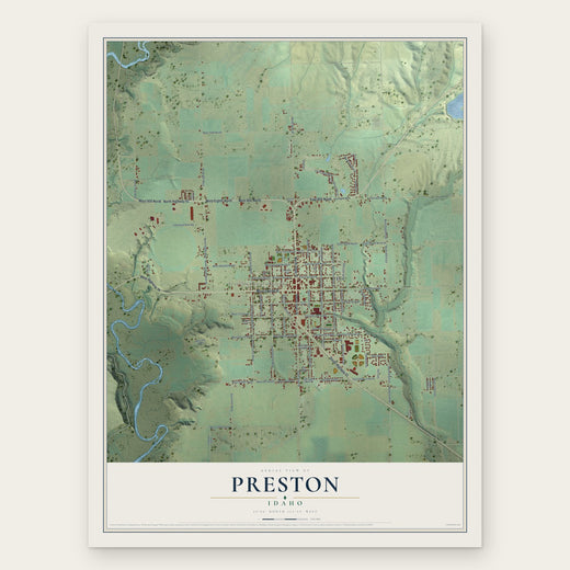 Preston, Idaho map print, the full design