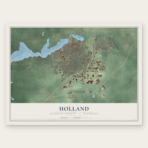 Holland, Allegan County, Michigan map print, the full design