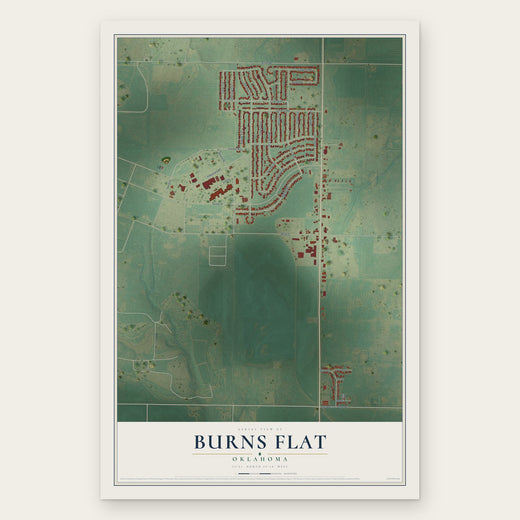 Burns Flat, Oklahoma map print, the full design