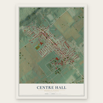 Centre Hall, Pennsylvania map print, the full design