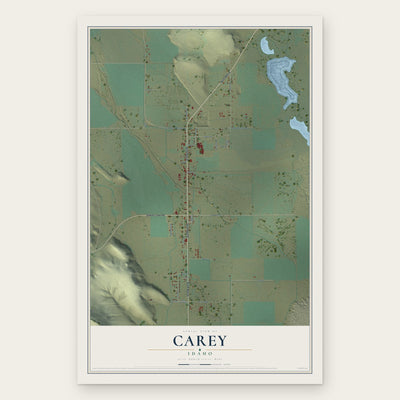 Carey, Idaho map print, the full design