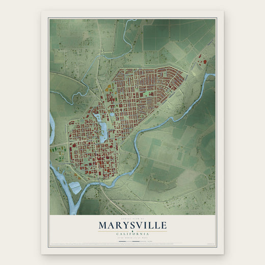 Marysville, California map print, the full design