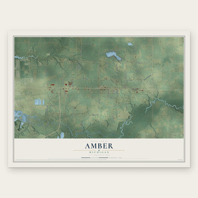 Amber, Michigan map print, the full design