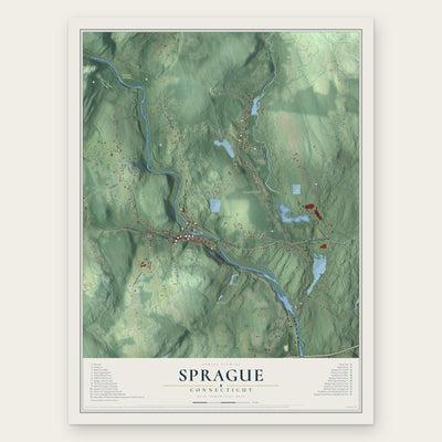Sprague, Connecticut map print, the full design