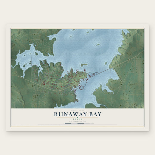 Runaway Bay, Texas map print, the full design