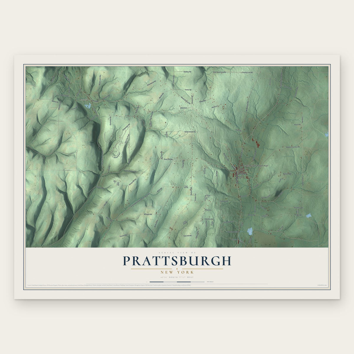 Prattsburgh, New York map print, the full design