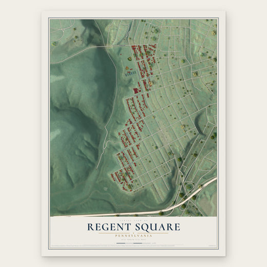 Regent Square, Pennsylvania map print, the full design
