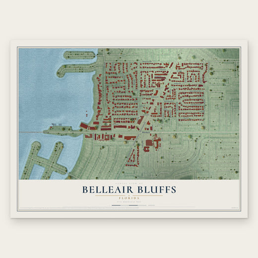 Belleair Bluffs, Florida map print, the full design
