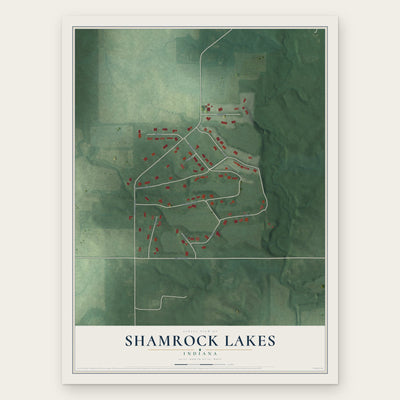 Shamrock Lakes, Indiana map print, the full design