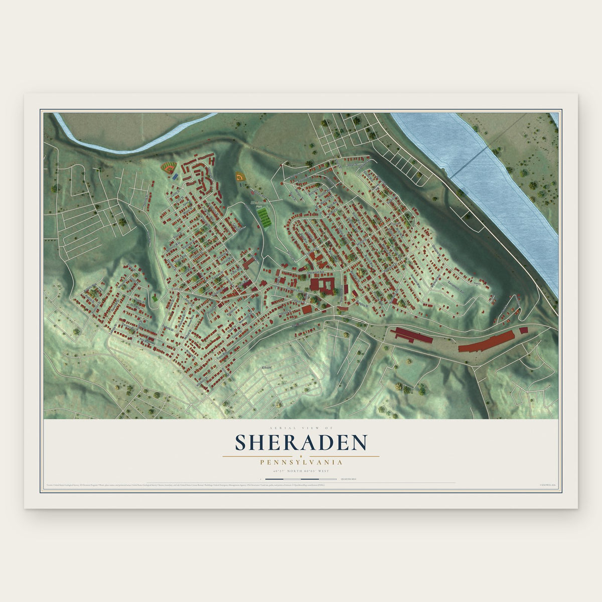 Sheraden, Pennsylvania map print, the full design