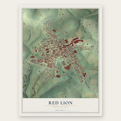 Red Lion, Pennsylvania map print, the full design