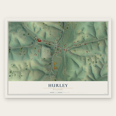 Hurley, Missouri map print, the full design