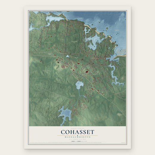 Cohasset, Massachusetts map print, the full design