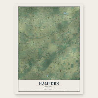 Hampden, Wisconsin map print, the full design