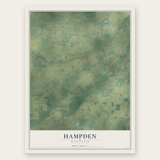 Hampden, Wisconsin map print, the full design