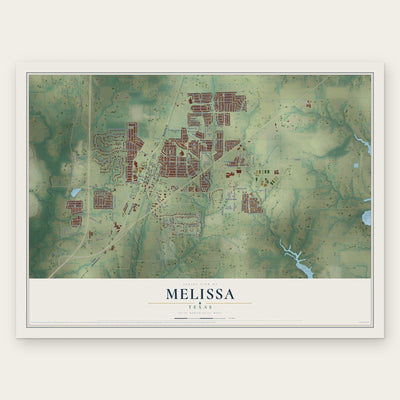 Melissa, Texas map print, the full design