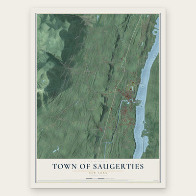 Town of Saugerties, New York map print, the full design