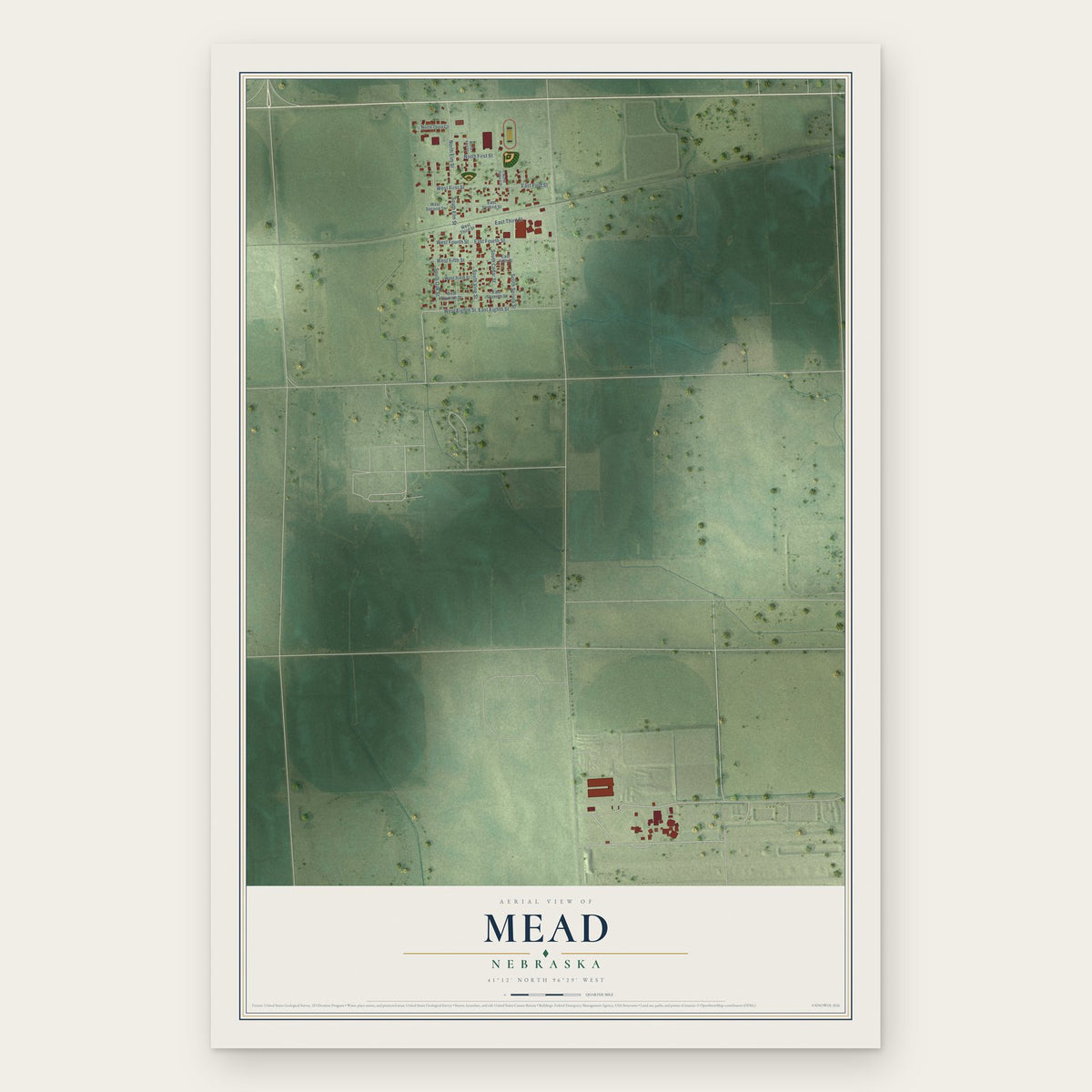 Mead, Nebraska map print, the full design