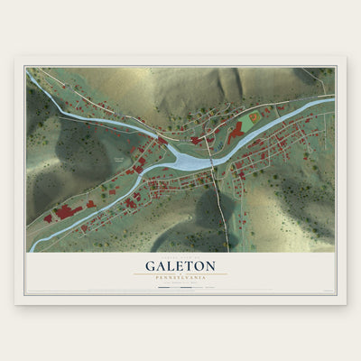Galeton, Pennsylvania map print, the full design