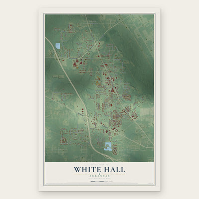 White Hall, Arkansas map print, the full design