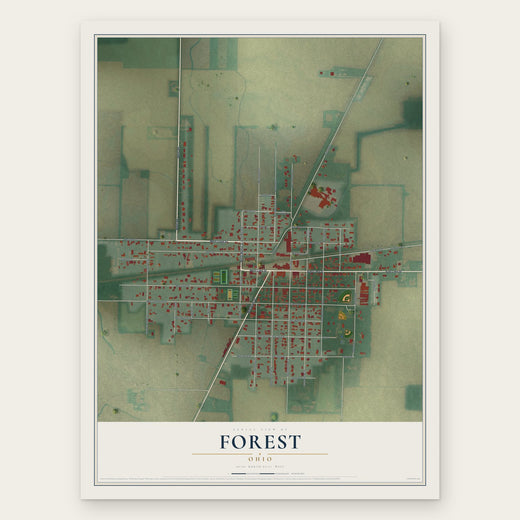 Forest, Ohio map print, the full design