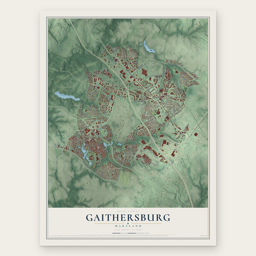 Gaithersburg, Maryland map print, the full design